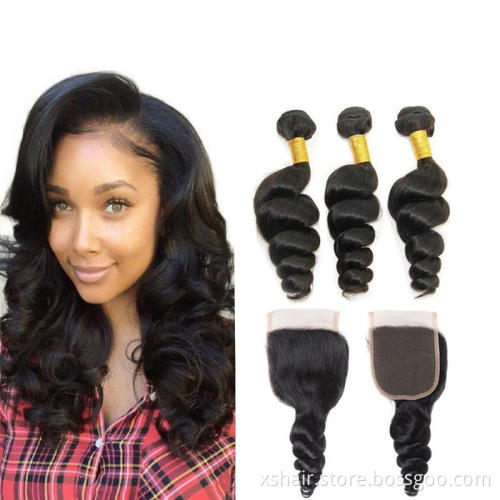 Wholesale 1B Loose Wave Raw Brazilian Human Hair Weave 10A Grade Virgin Brazilian Hair Bundle for Black Woman